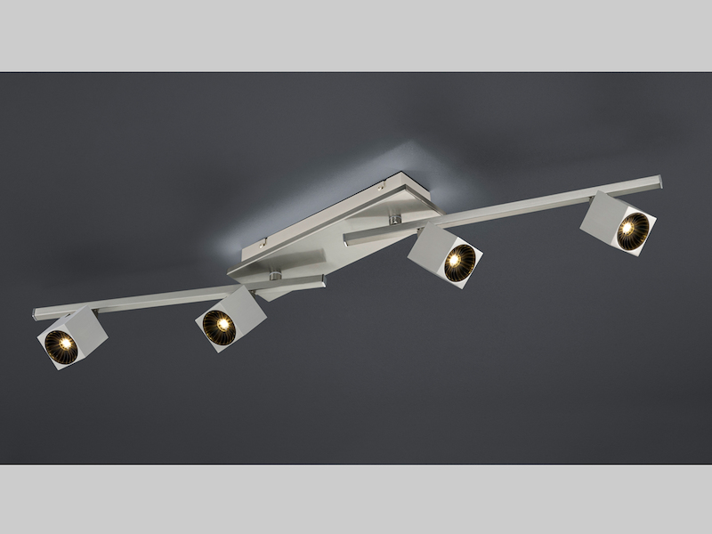 LED Deckenstrahler 4 Spots indirekte Beleuchtung in Nickel matt für