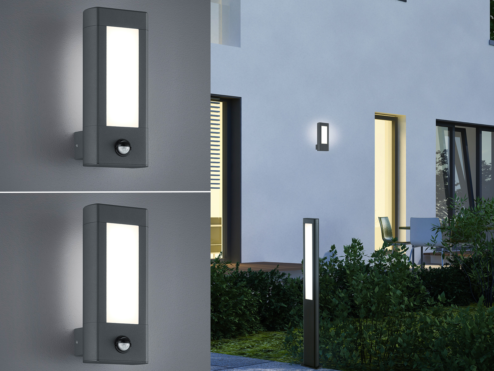 LED Außenleuchten mit Bewegungsmelder Anthrazit Terrassenlampen