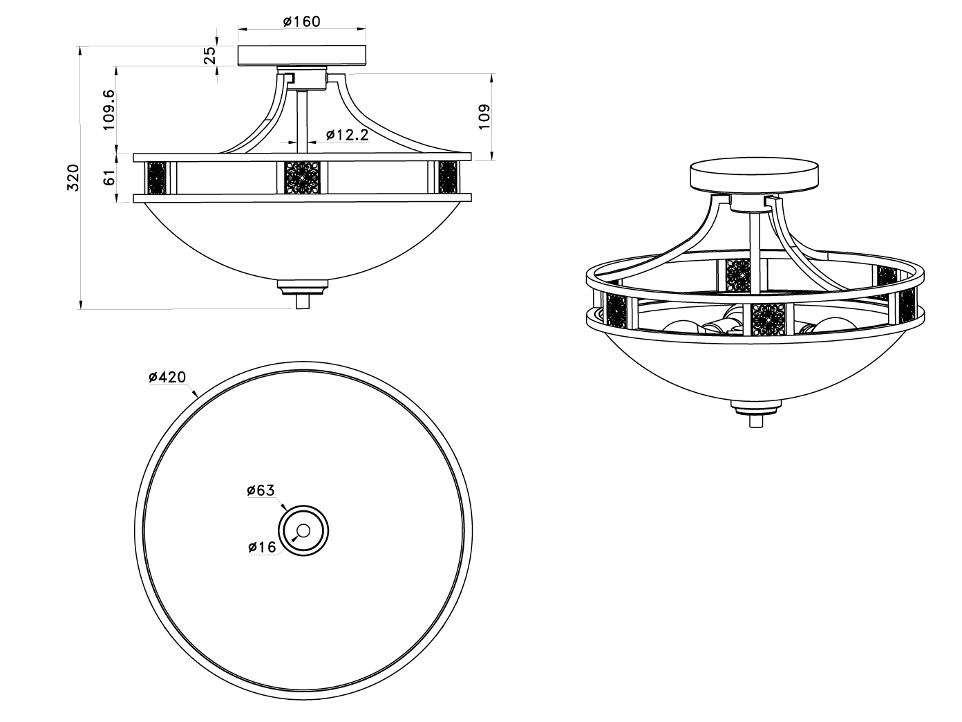 Rustikale dimmbare LED Glas Deckenlampe Rostoptik - Kolonialstil fürs