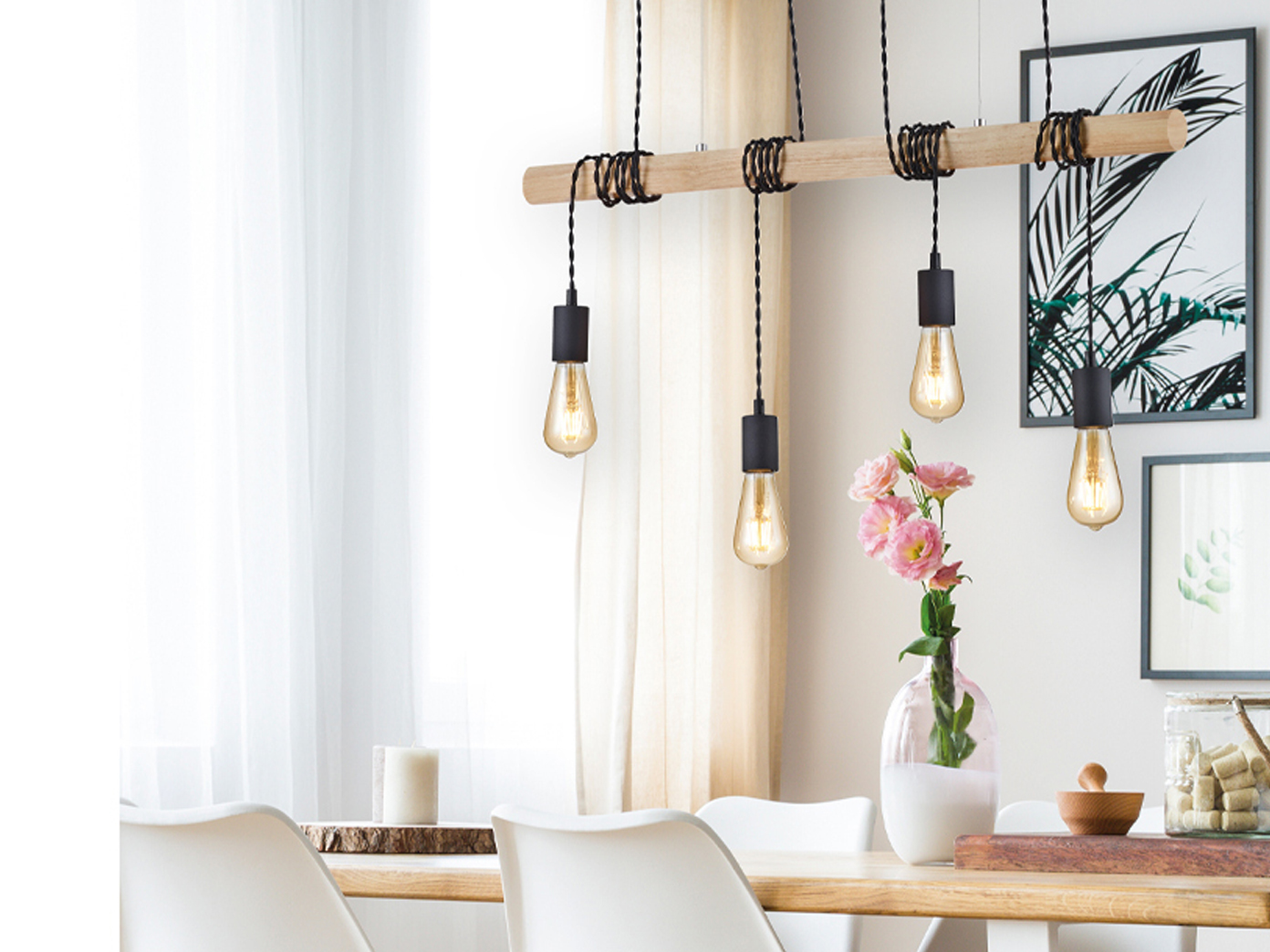 RUSTIKALE VINTAGE PENDELLEUCHTEN mit Holzbalken Hängelampen für über