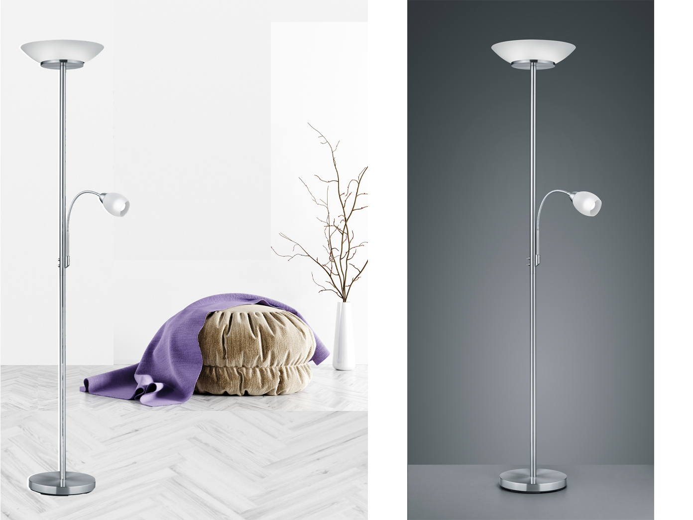 Designer Stehleuchten Deckenfluter Stehlampe mit Leselicht Leseleuchte