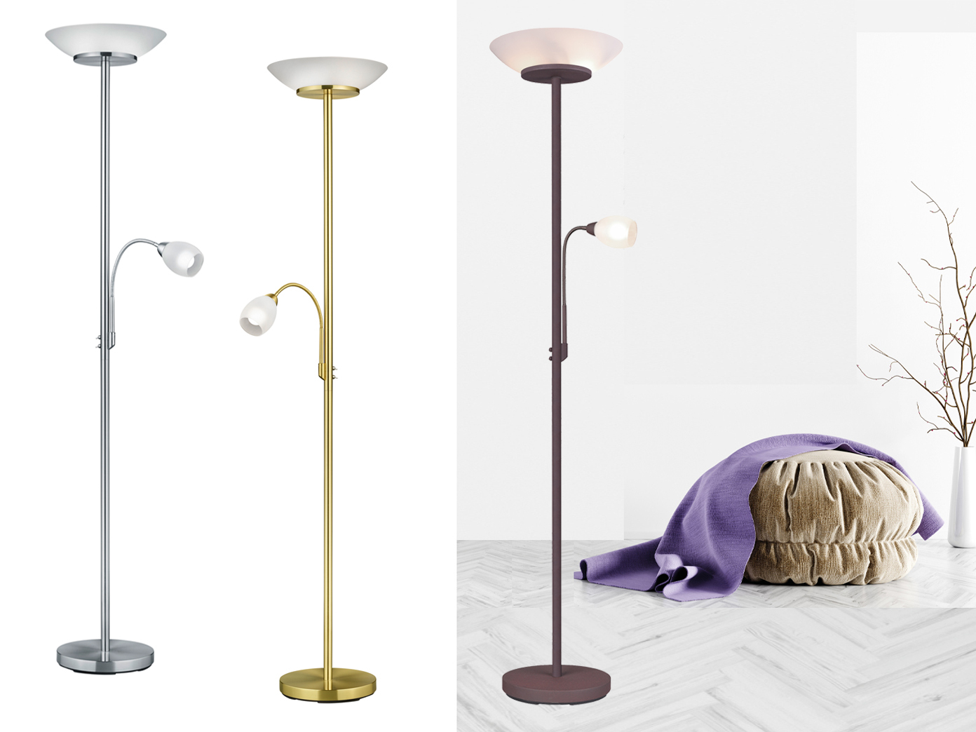 Designer Stehleuchten Deckenfluter Stehlampe mit Leselicht Leseleuchte