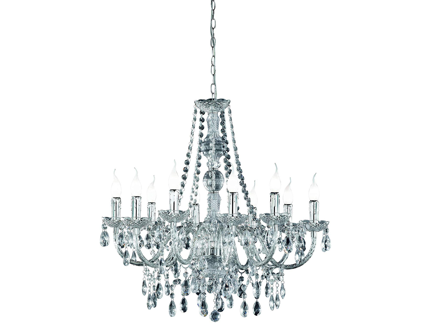 Großer Kerzen Kronleuchter extra lang hängend für hohe Decken