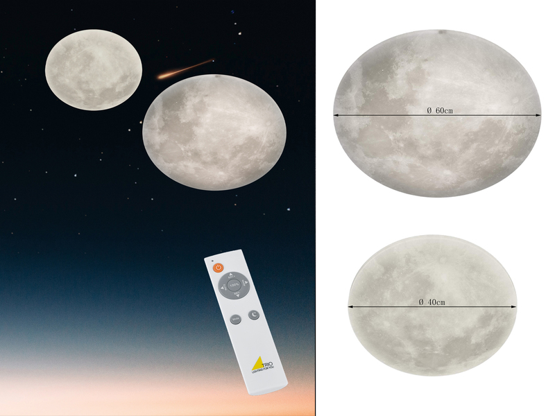 Dimmbare LED Deckenleuchten Mond mit Fernbedienung & Nachtlicht Memory