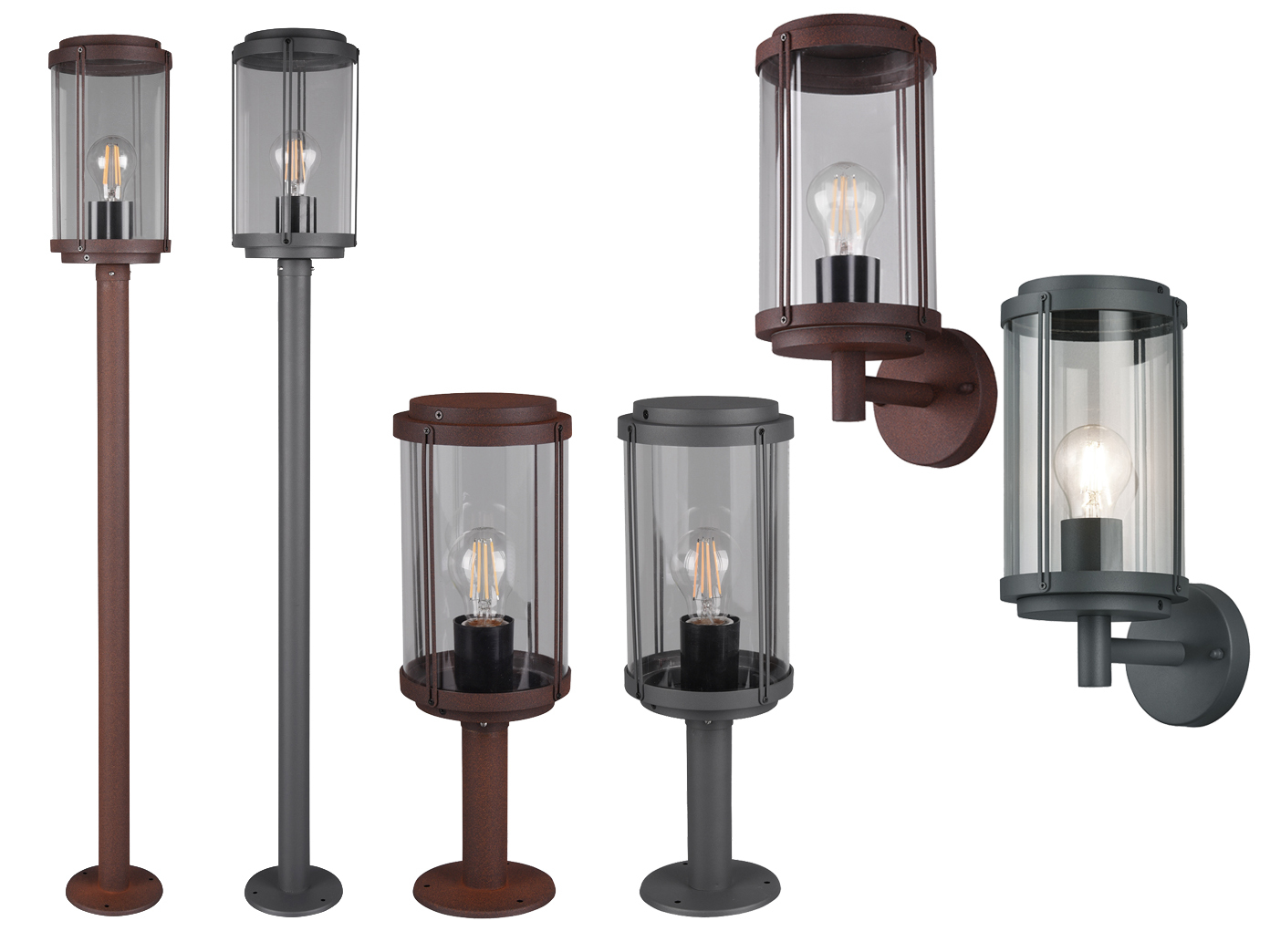 Gartenlampen mit Strom Außenleuchten Laterne rund Outdoor Stehlampen