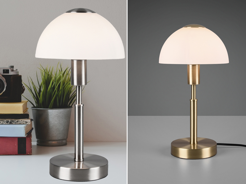 Design Tischlampen mit Glas Lampenschirm weiß & Touch Dimmer
