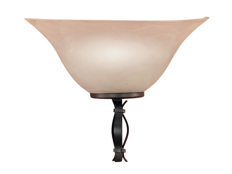 Klassisch antike Wandlampe, rostfarbig, Leuchtenglas champagne