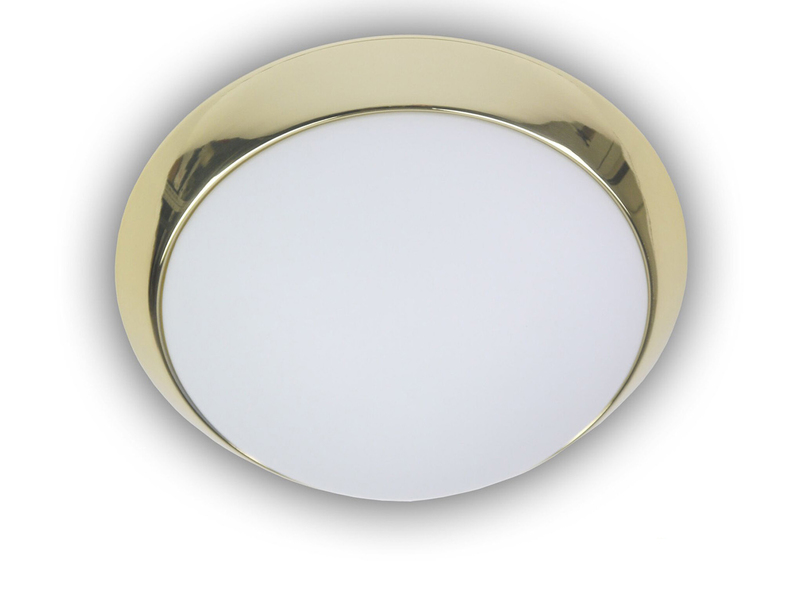 Deckenlampe Opalglas matt mit Dekorring Messing poliert Deckenschale